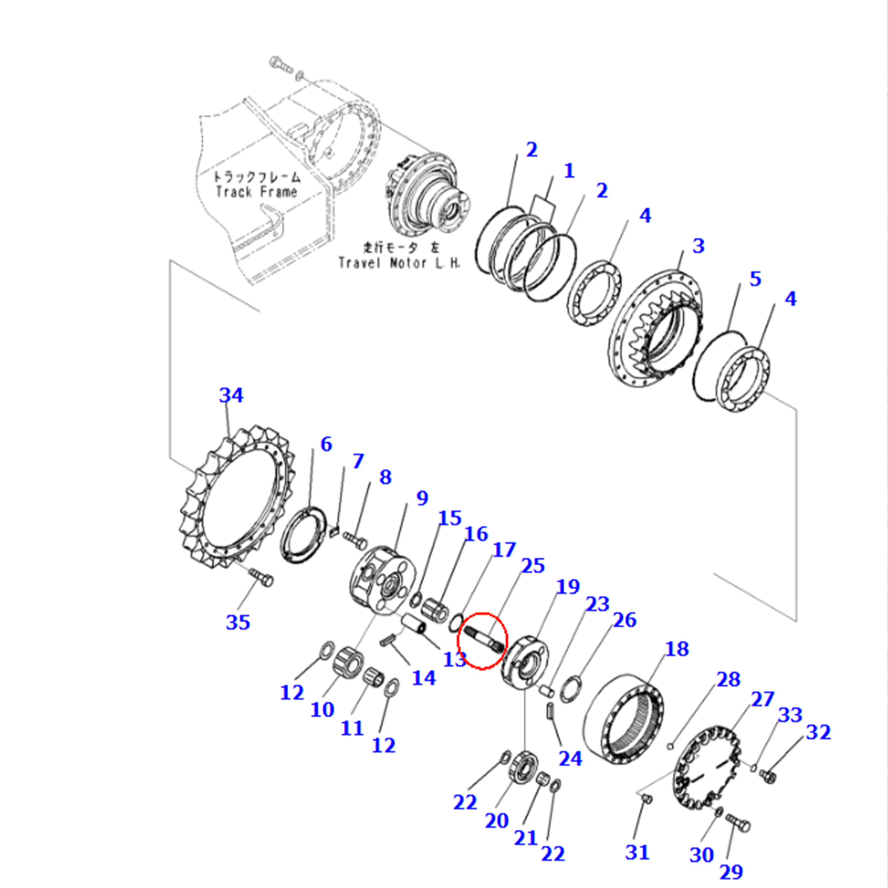PC210-10MO 行走一级中心轴 PC210-10MO 行走一级中心轴