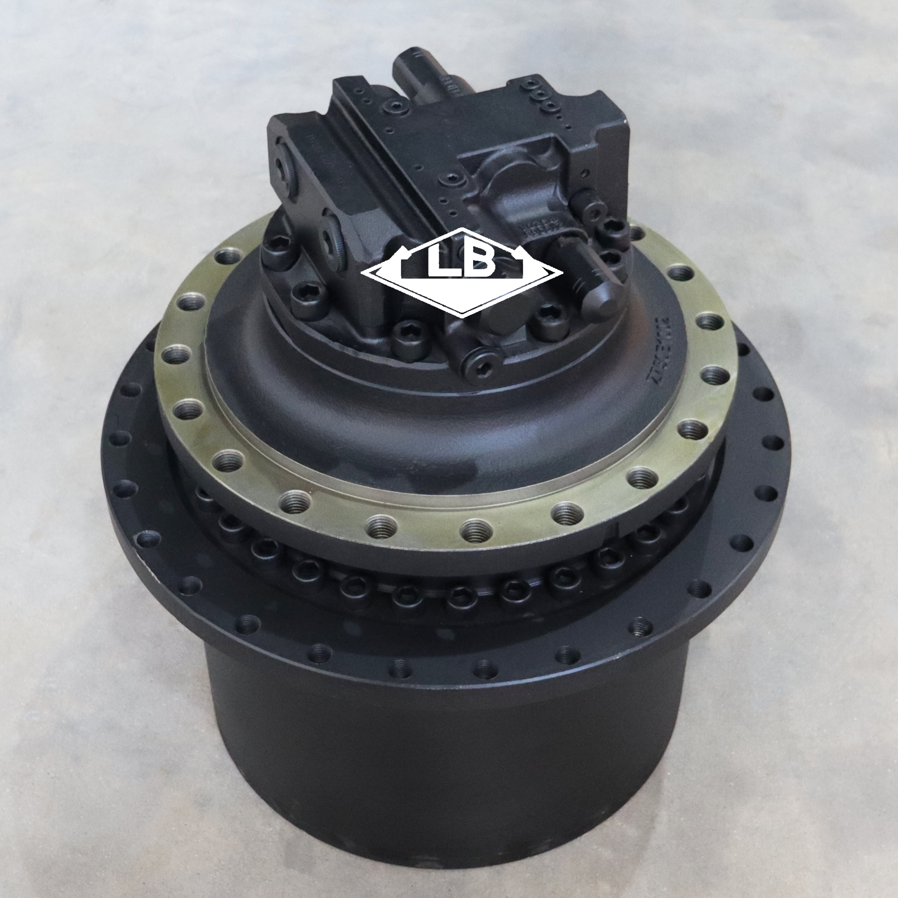 Technical components of an excavator travel motor assembly